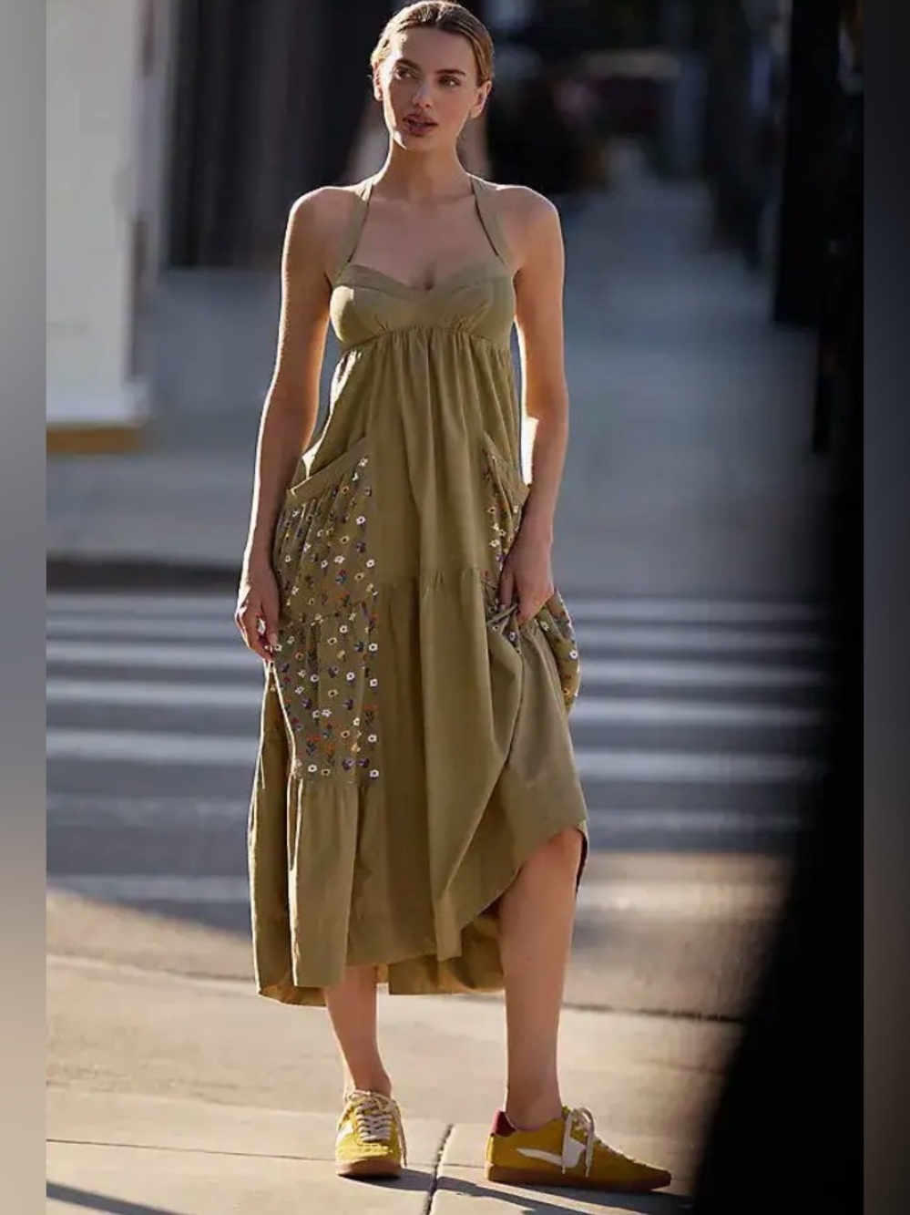 New Anthropologie Daily Practice Top Tier Embroidered Utility Dress Size XL